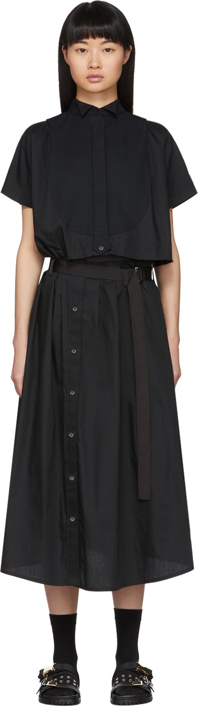 Sacai Black Cut-Out Shirt Dress