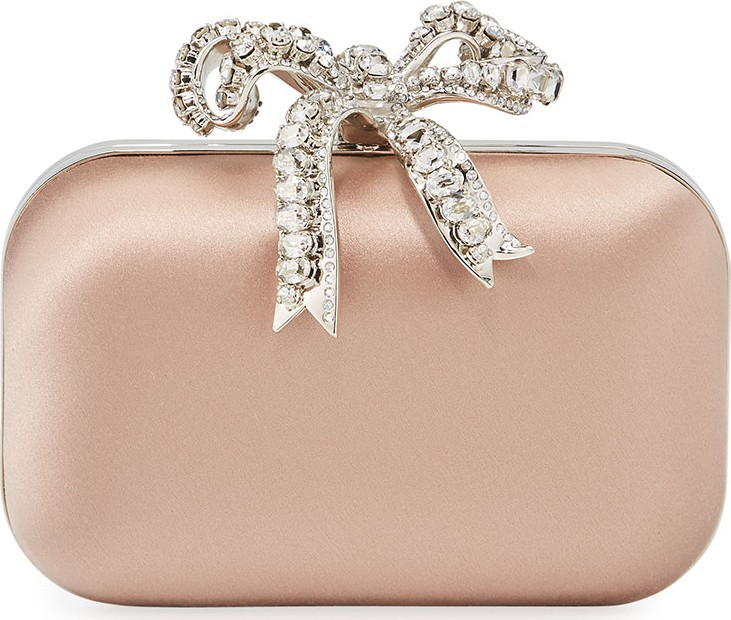 Jimmy Choo Cloud Bos Satin Clutch Bag with Crystal Bow