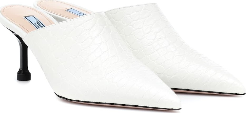 Prada Embossed leather mules