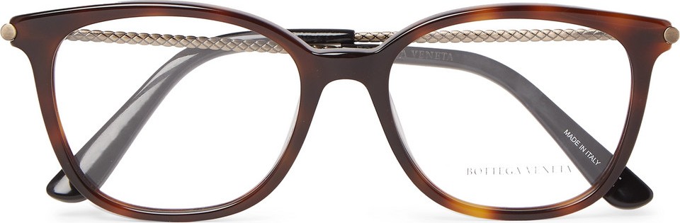 Bottega Veneta D-Frame Tortoiseshell Acetate and Burnished Gold-Tone Optical Glasses