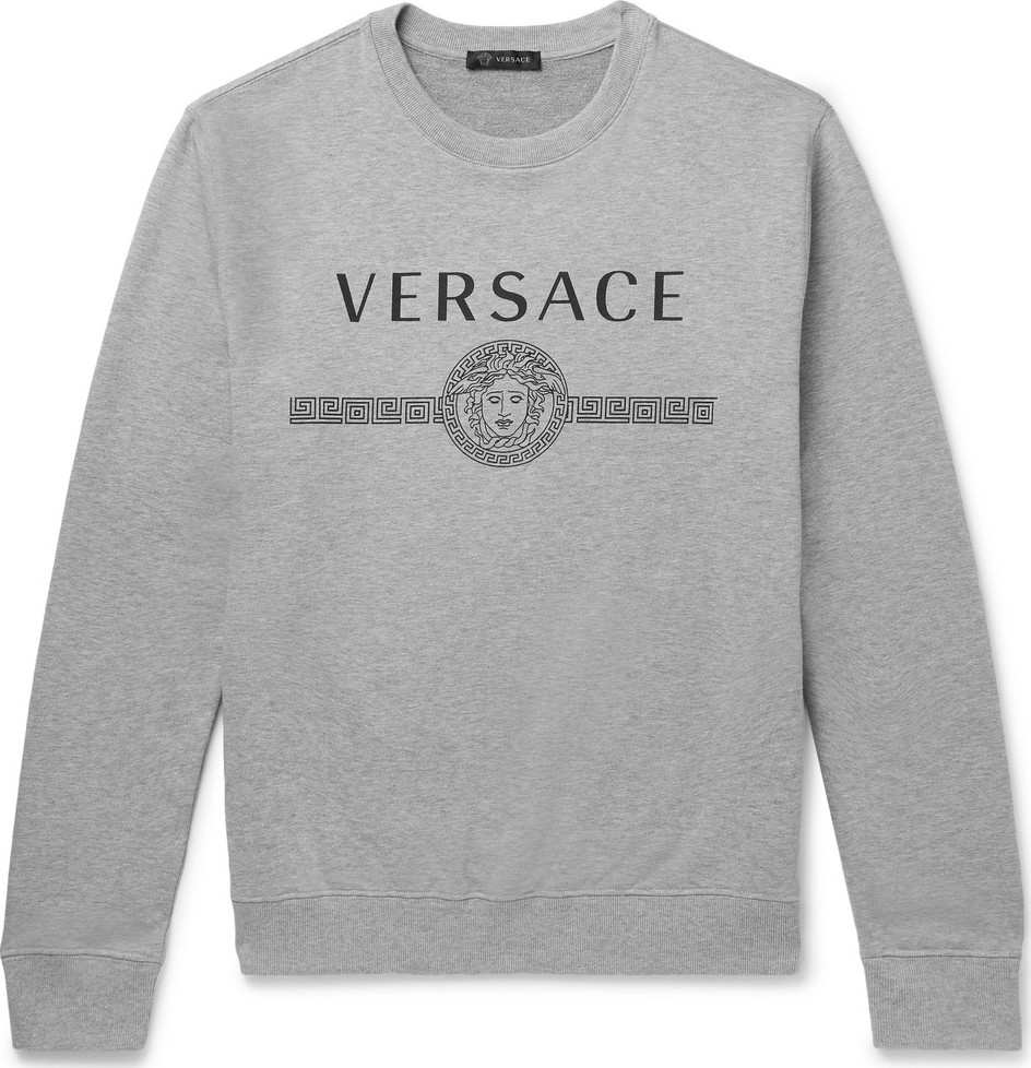 Versace Logo-Print Mélange Loopback Cotton-Jersey Sweatshirt
