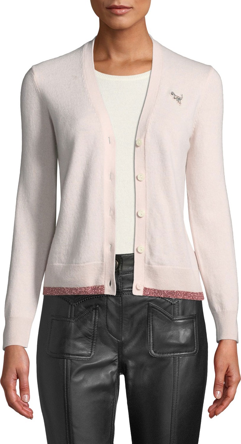 COACH Rexy Patch Metallic Wool-Cashmere Cardigan