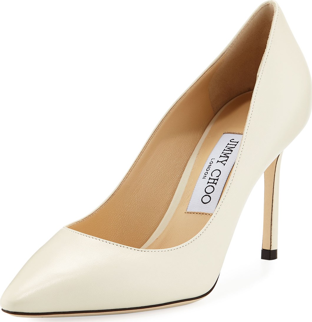 Jimmy Choo Romy Pointed Kid Leather Pumps