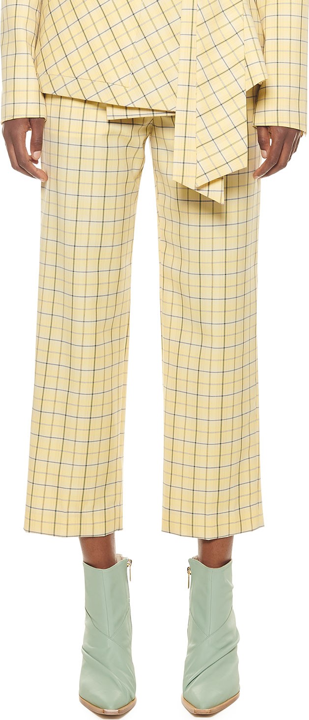 Tibi Taylor Marvel Plaid Suiting Mid-Rise Pants