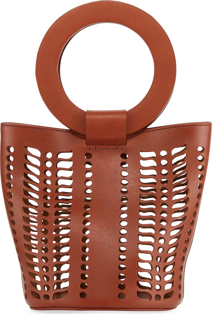 Modern Weaving Mini Leather Cutout Bucket Bag