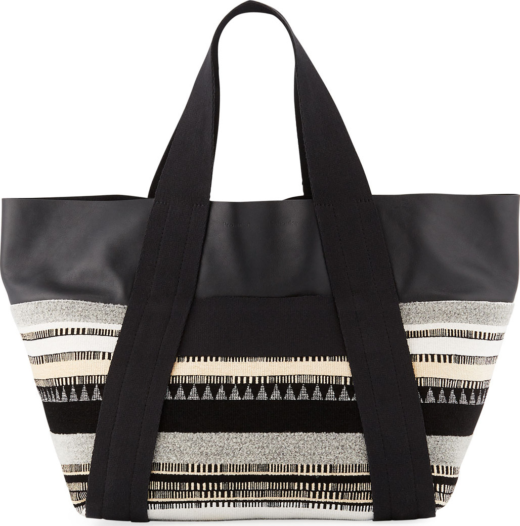 Proenza Schouler Convertible East-West Jacquard/Leather Tote Bag