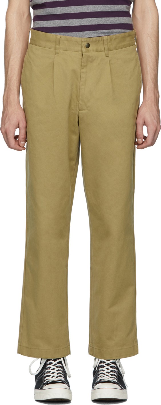 Noah NYC Beige Single-Pleat Chino Trousers