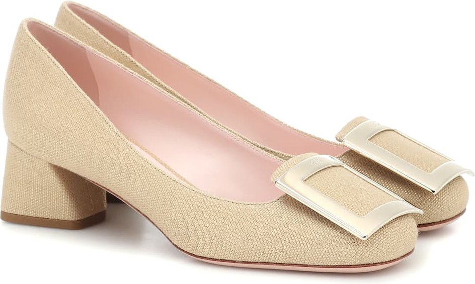Roger Vivier Très Vivier 45 metallic canvas pumps