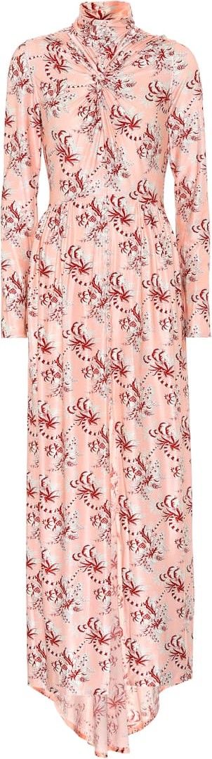 Paco Rabanne Printed satin maxi dress