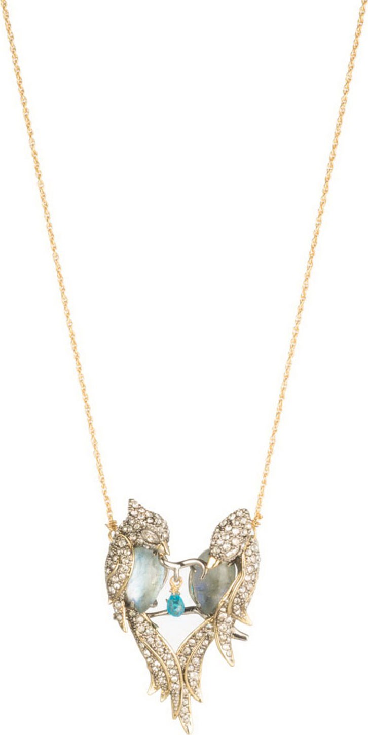 Alexis Bittar Lovebirds Crystal Encrusted Pendant Necklace