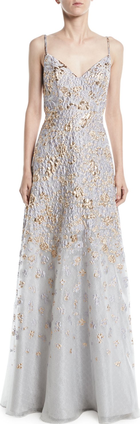 Jovani Floral Embroidered Gown w/ Open Back