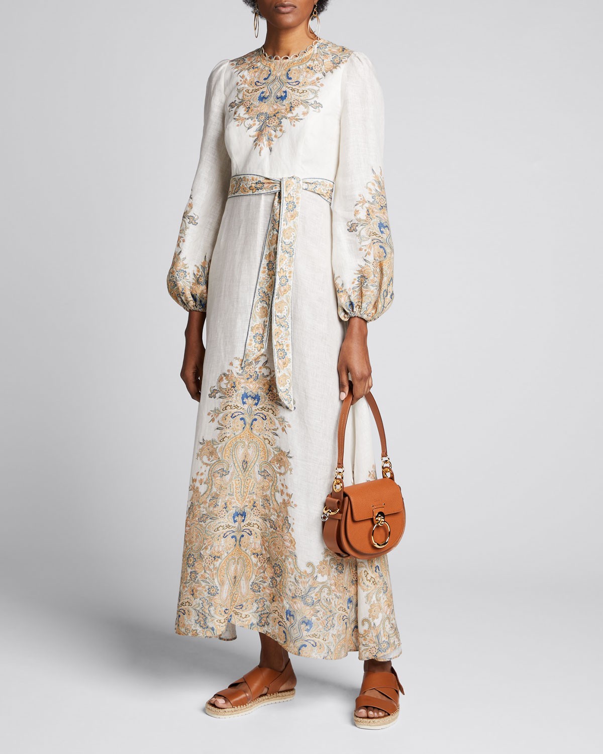 Zimmermann Freja Belted Paisley Long Dress