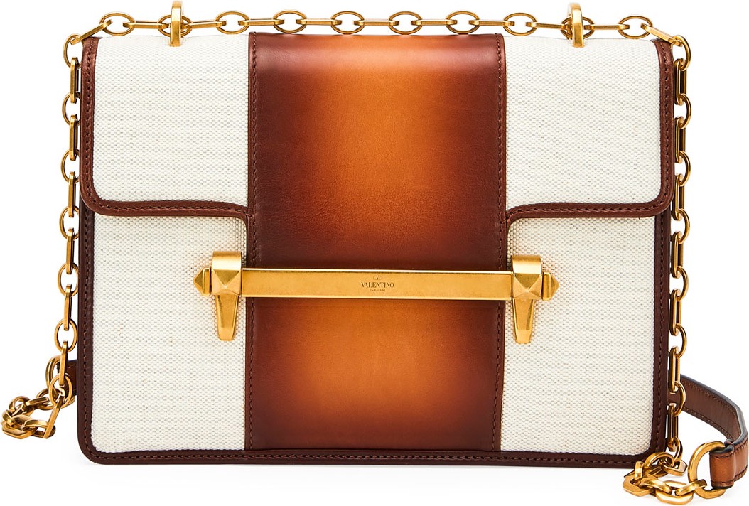 Valentino Uptown Bicolor Leather Shoulder Bag