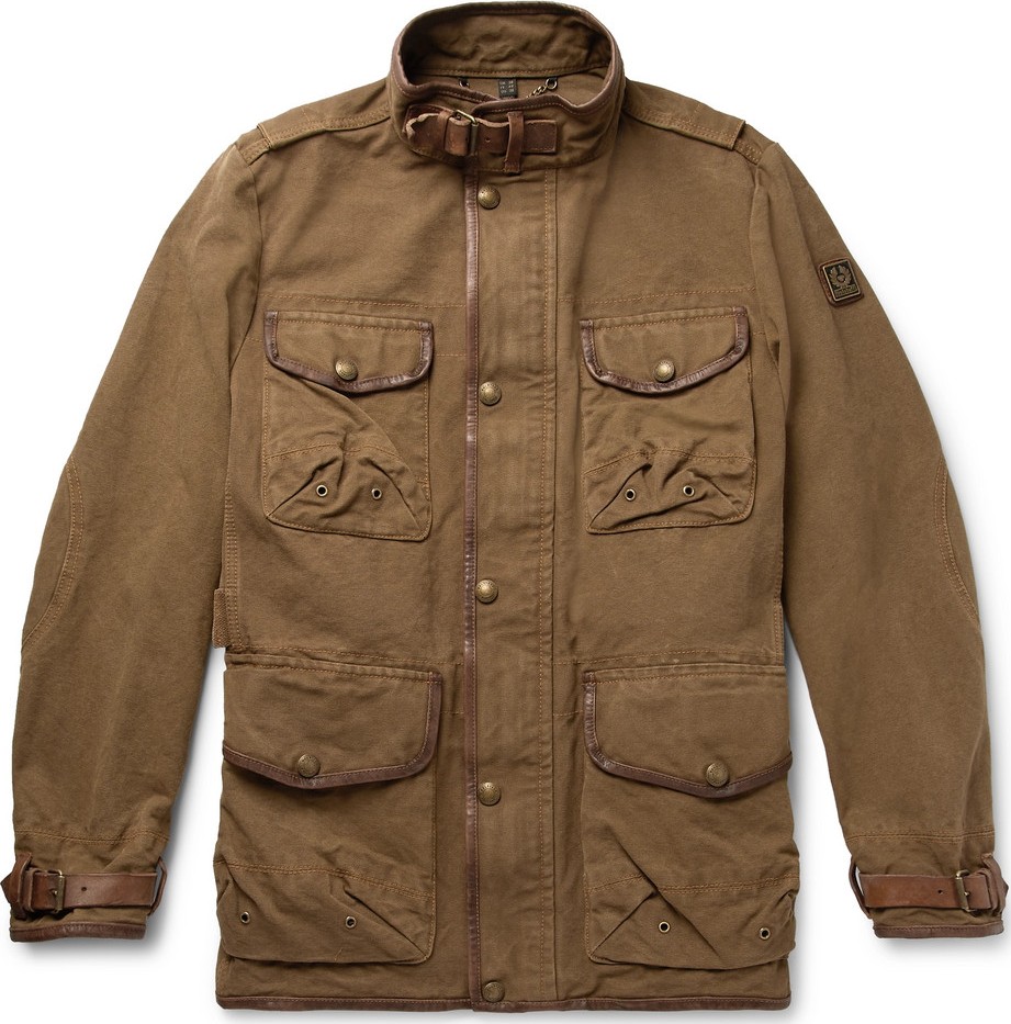 Belstaff Leather-Trimmed Cotton-Canvas Field Jacket
