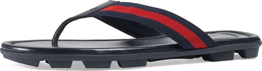 Gucci Web & Leather Thong Sandal