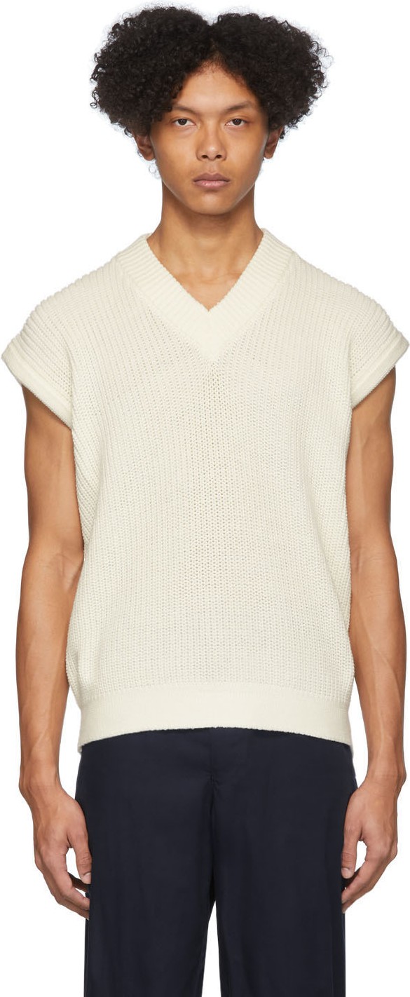 Issey Miyake Men White Low Gauge Vest
