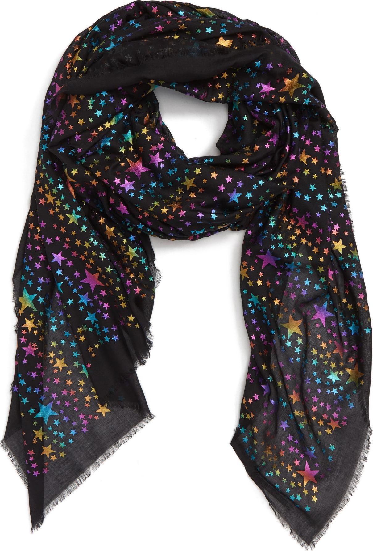 Stella McCartney Rainbow Foil Star Modal & Silk Scarf