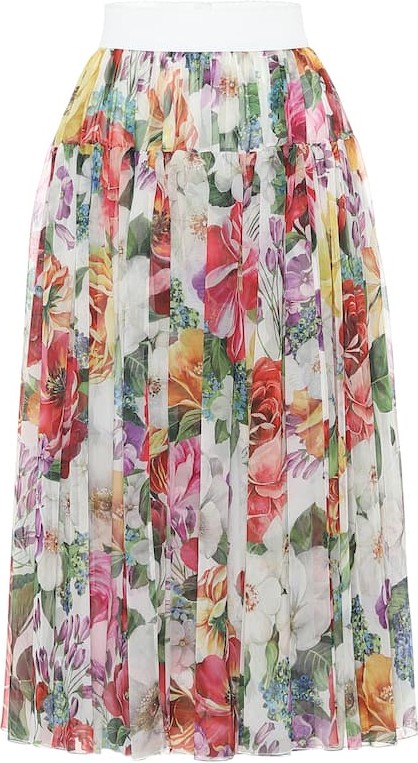 Dolce & Gabbana Pleated floral silk midi skirt