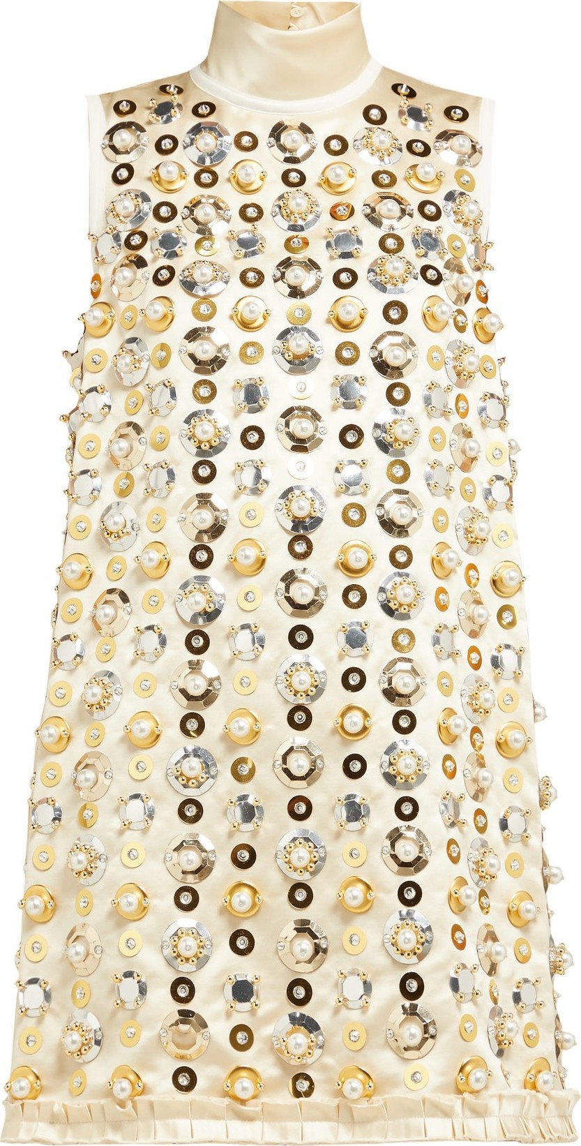 Miu Miu Pearl and sequin-embellished satin mini dress