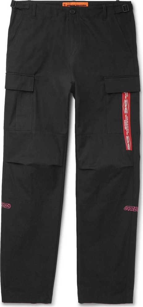 Heron Preston Embroidered Cotton Cargo Trousers