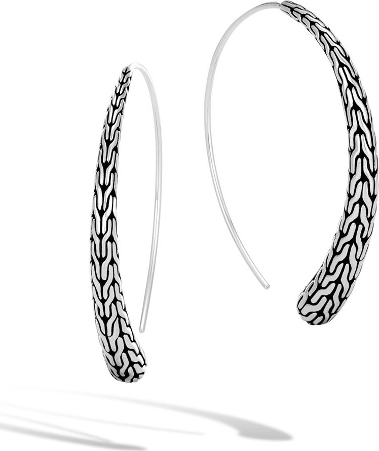 John Hardy Classic Chain Silver Medium Thread-Through Hoop Earrings