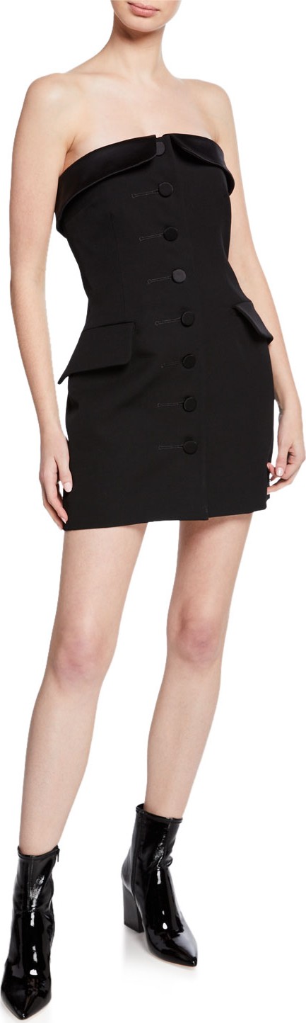 Alexander Wang Strapless Button-Front Tuxedo Cocktail Dress