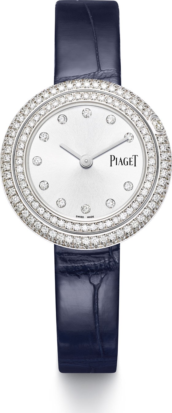 Piaget Possession 18k White Gold & Diamond Alligator Watch, 1.62tcw