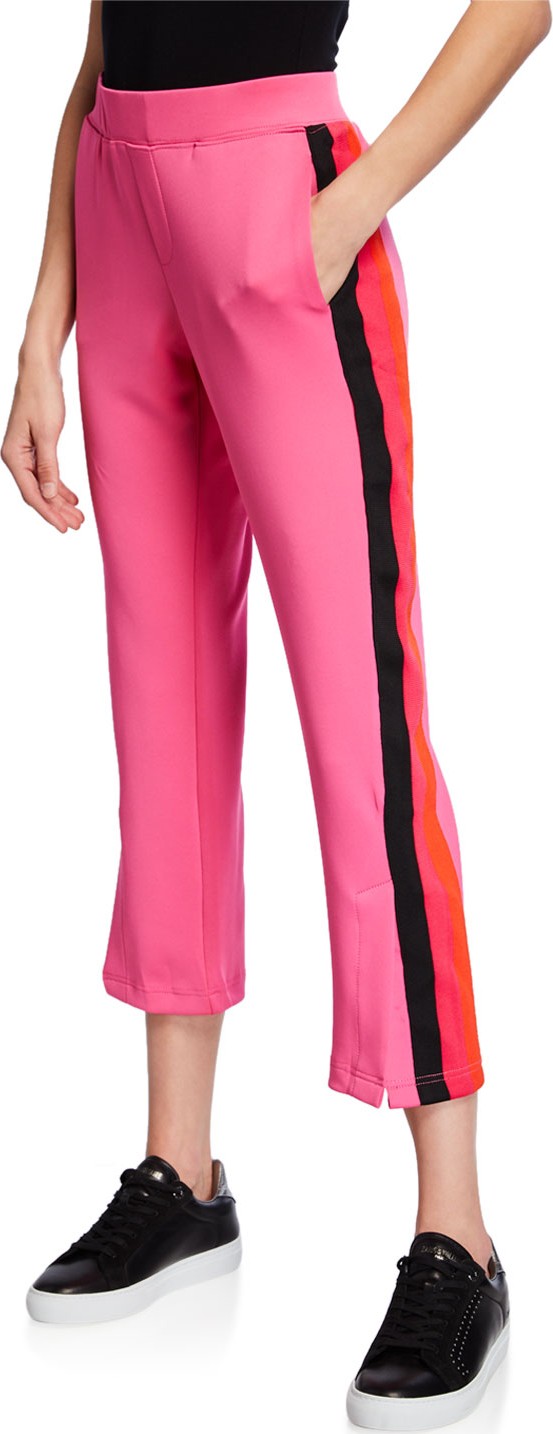 PAM & GELA Cropped Flare Track Pants w/ Side Stripes