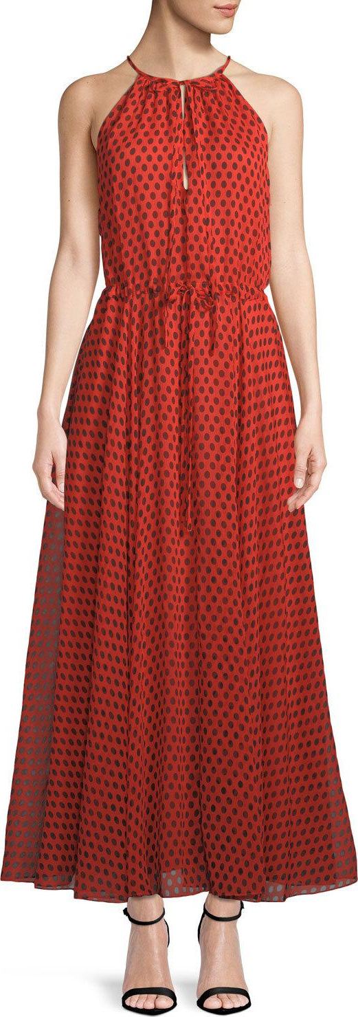 DIANE von FURSTENBERG Dot-Print High-Neck Maxi Dress