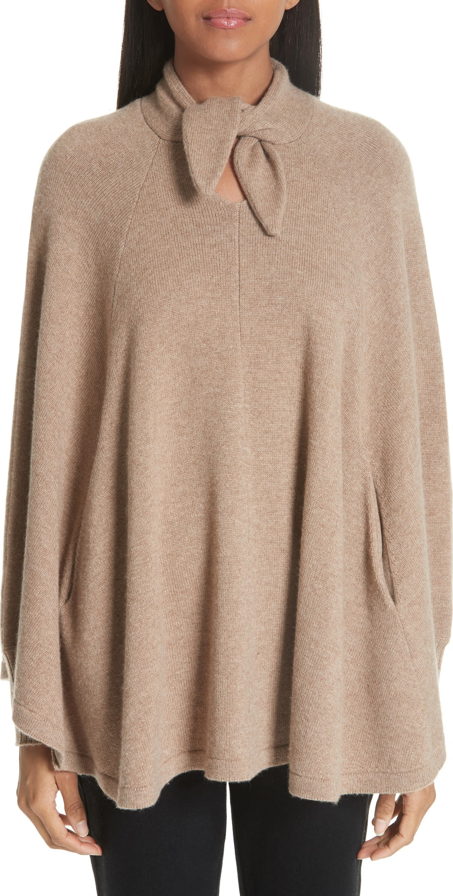 Co Wool & Cashmere Tie Neck Sweater Cape