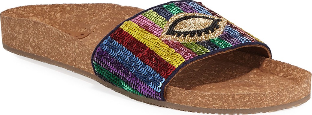 FIGUE Noona Sequined Cork Slide Sandals