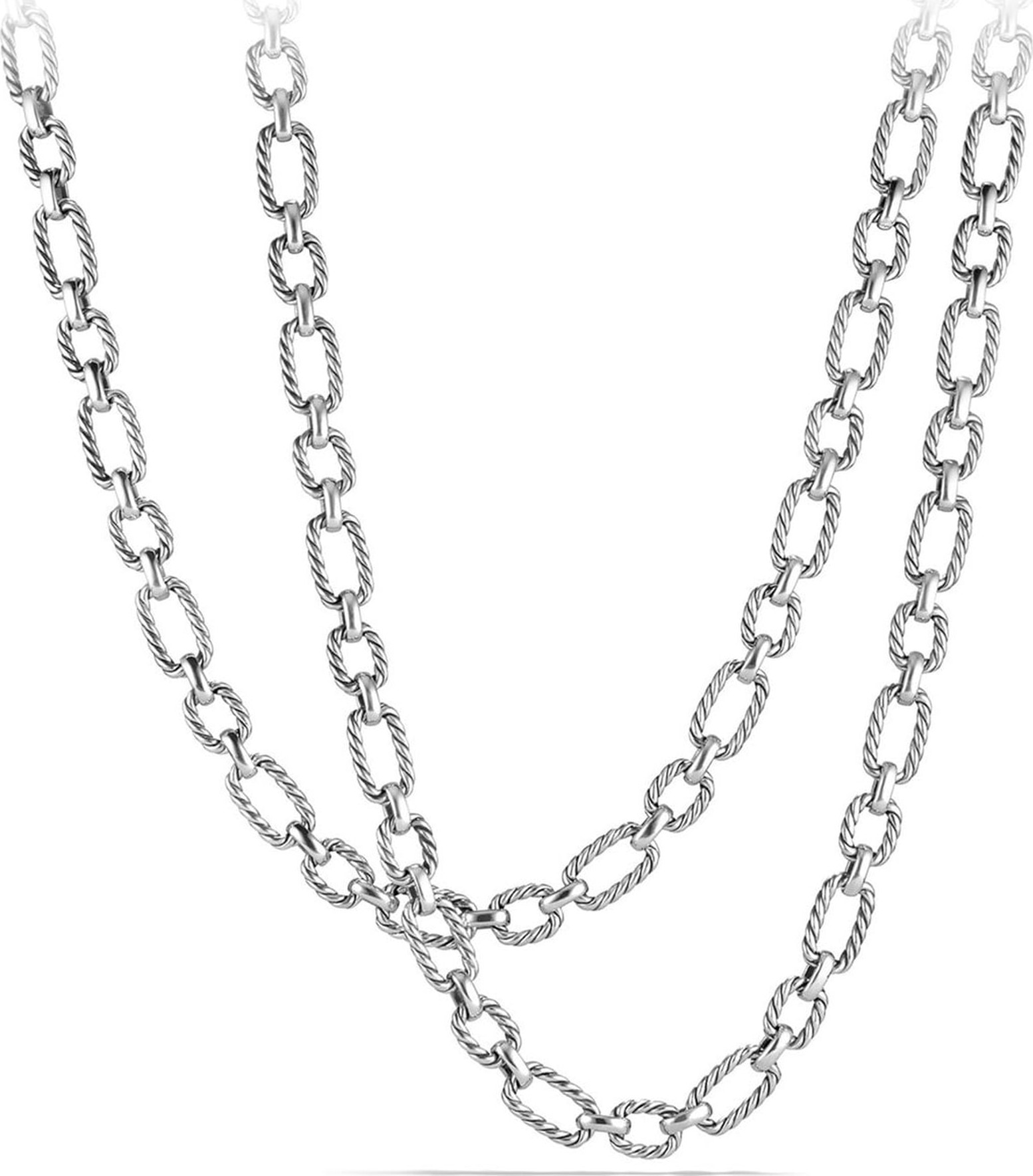 David Yurman 'Chain' Long Cushion Link Necklace with Blue Sapphires