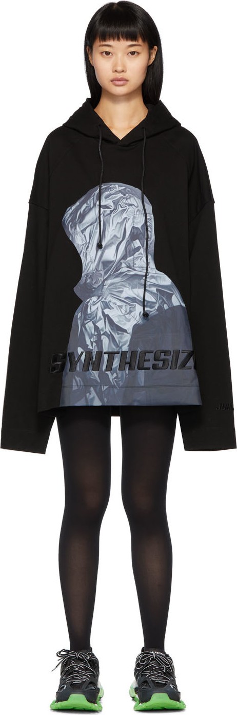 Juun.J Black Karel Funk Print Hoodie