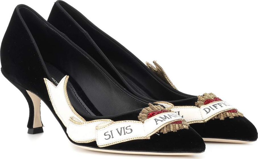 Dolce & Gabbana Embroidered velvet pumps