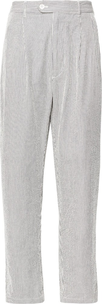 Engineered Garments Tapered Pleated Striped Cotton-Seersucker Trousers
