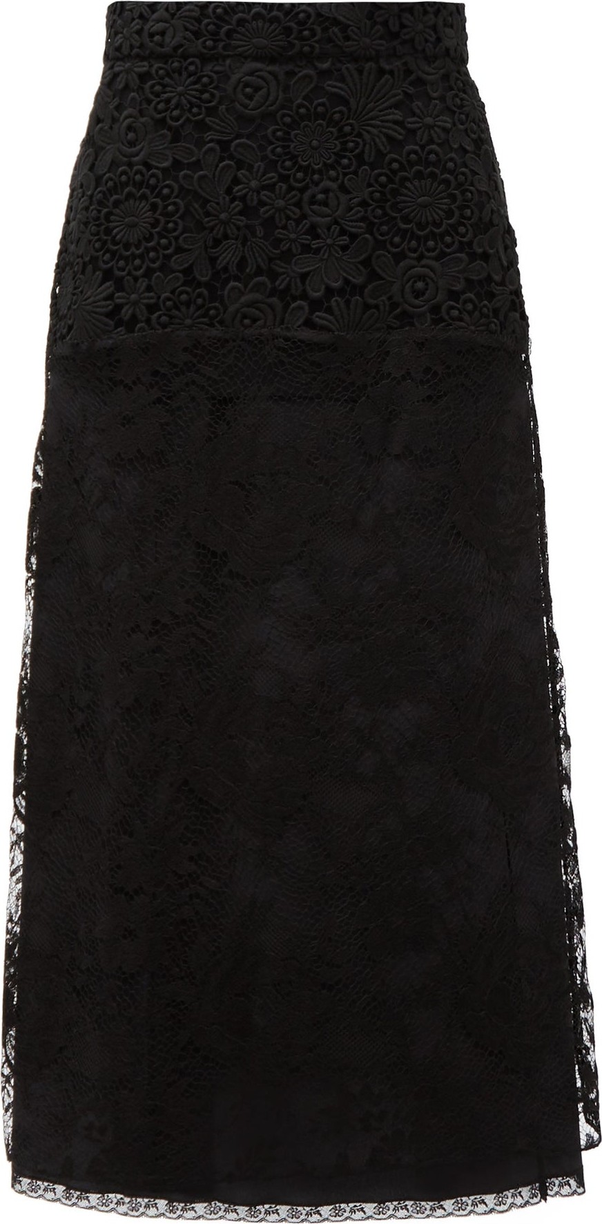 Prada Floral lace and silk midi skirt