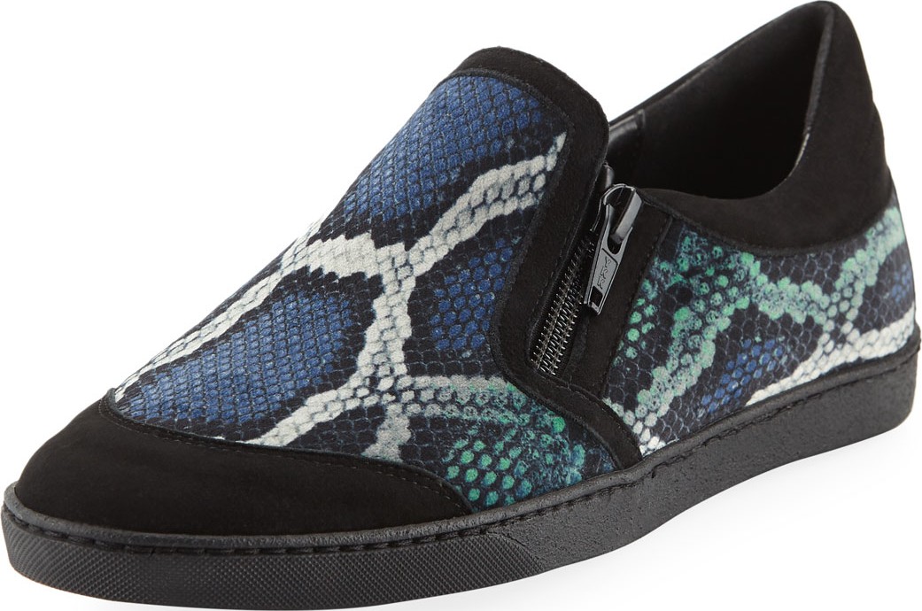Sesto Meucci Frida Novel Snake-Print Velvet Sneakers