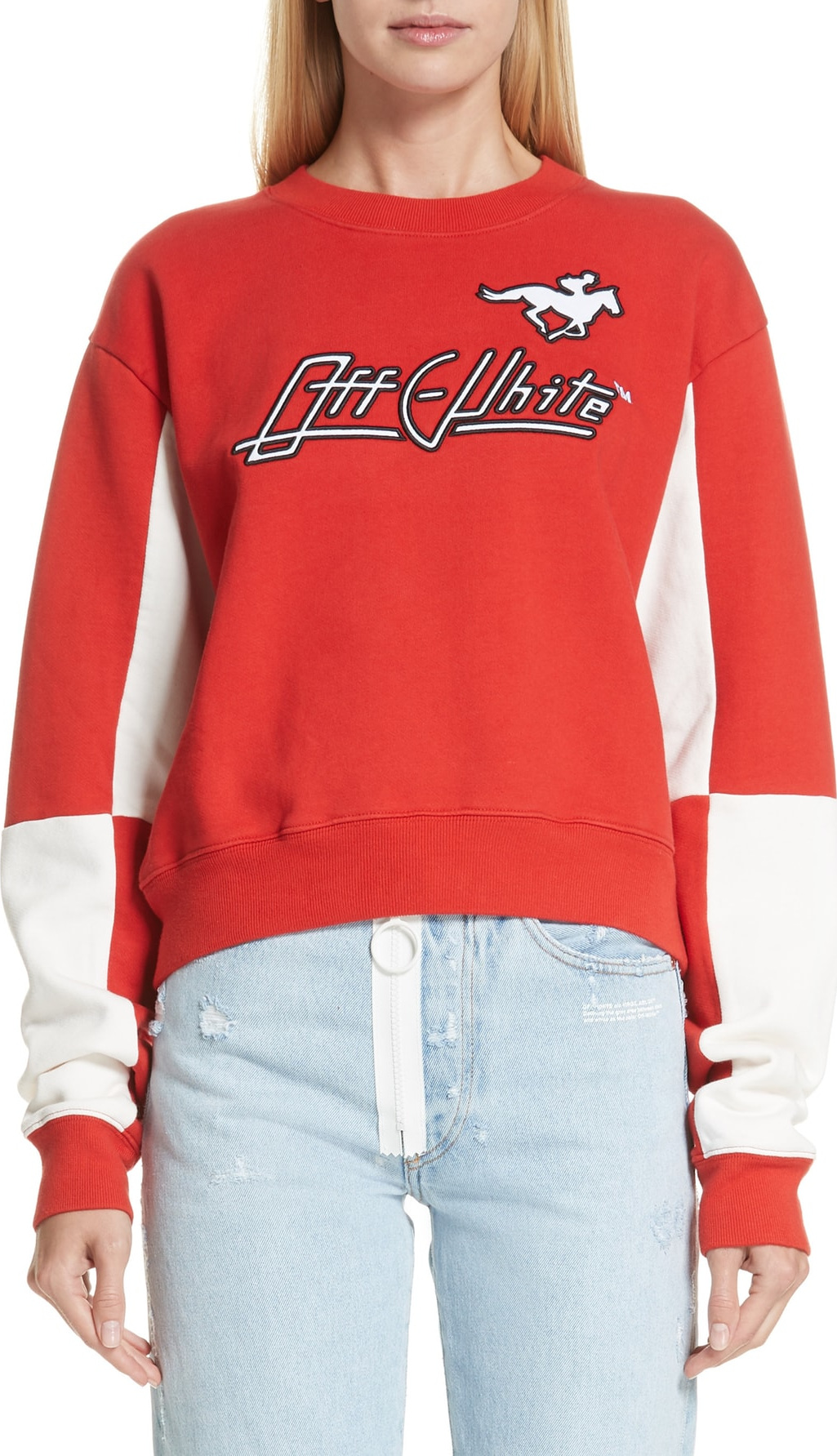 Off White Jockey Checkerboard Crewneck Sweatshirt