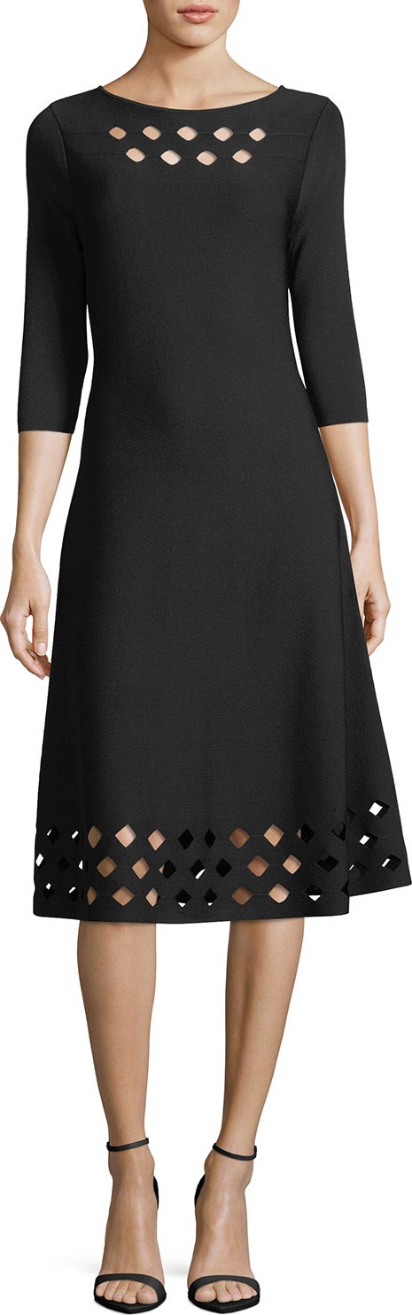 NIC+ZOE Time Out Twirl 3/4-Sleeve Cutout Dress