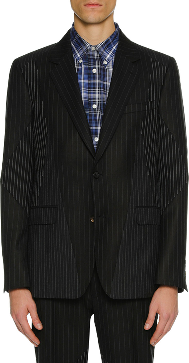 Alexander McQueen Men's Pinstriped Pieced Suit Jacket