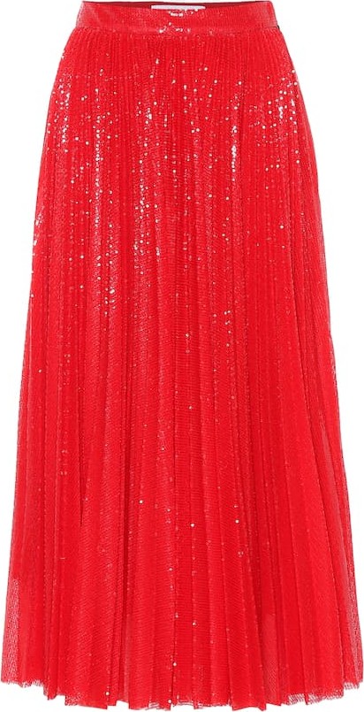 MSGM Sequined pleated midi skirt