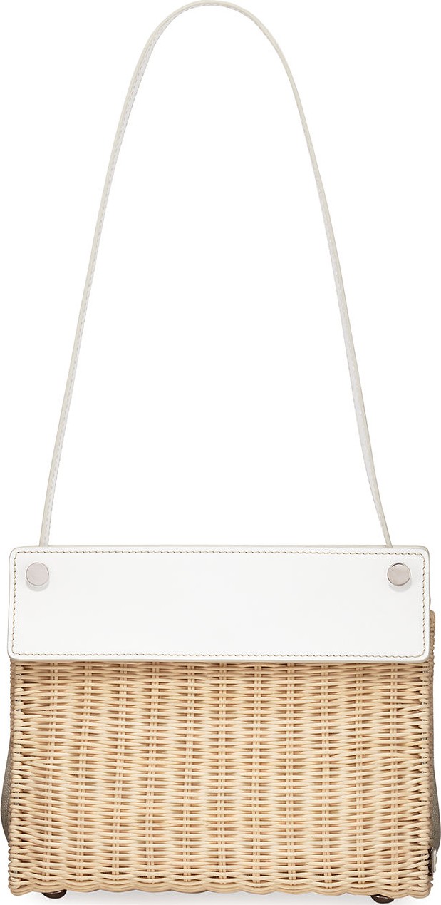 RODO Wicker and Linen Shoulder Bag