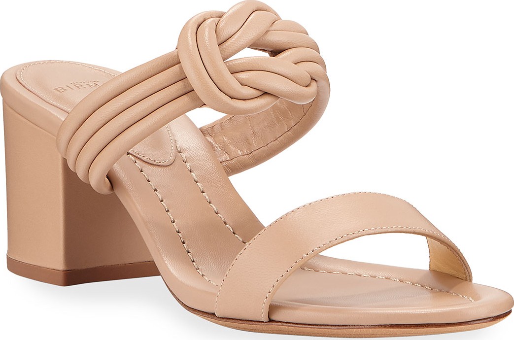 Alexandre Birman Vicky Knotted Leather Block-Heel Sandals