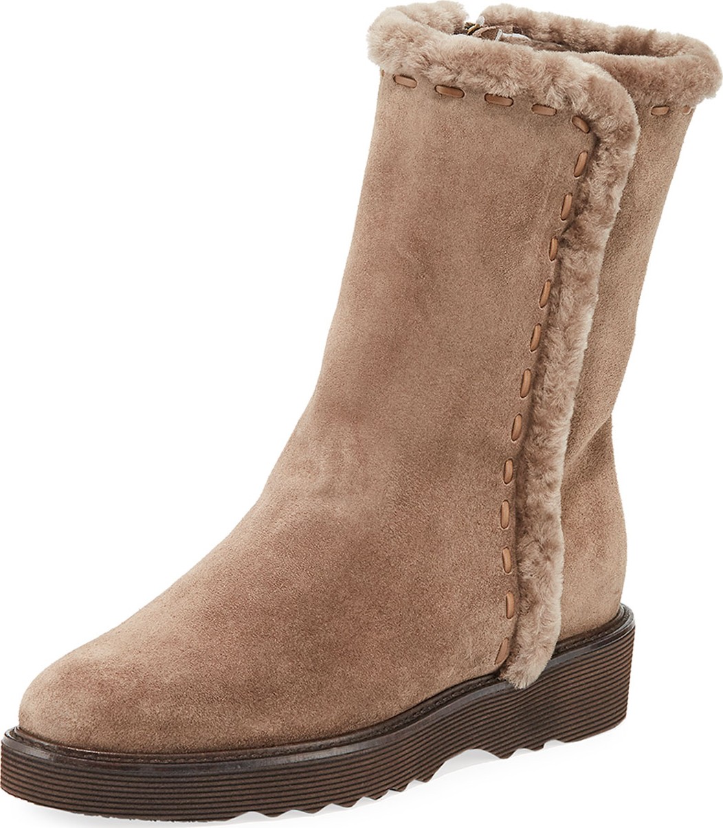 Aquatalia Kalena Fur-Lined Suede Booties