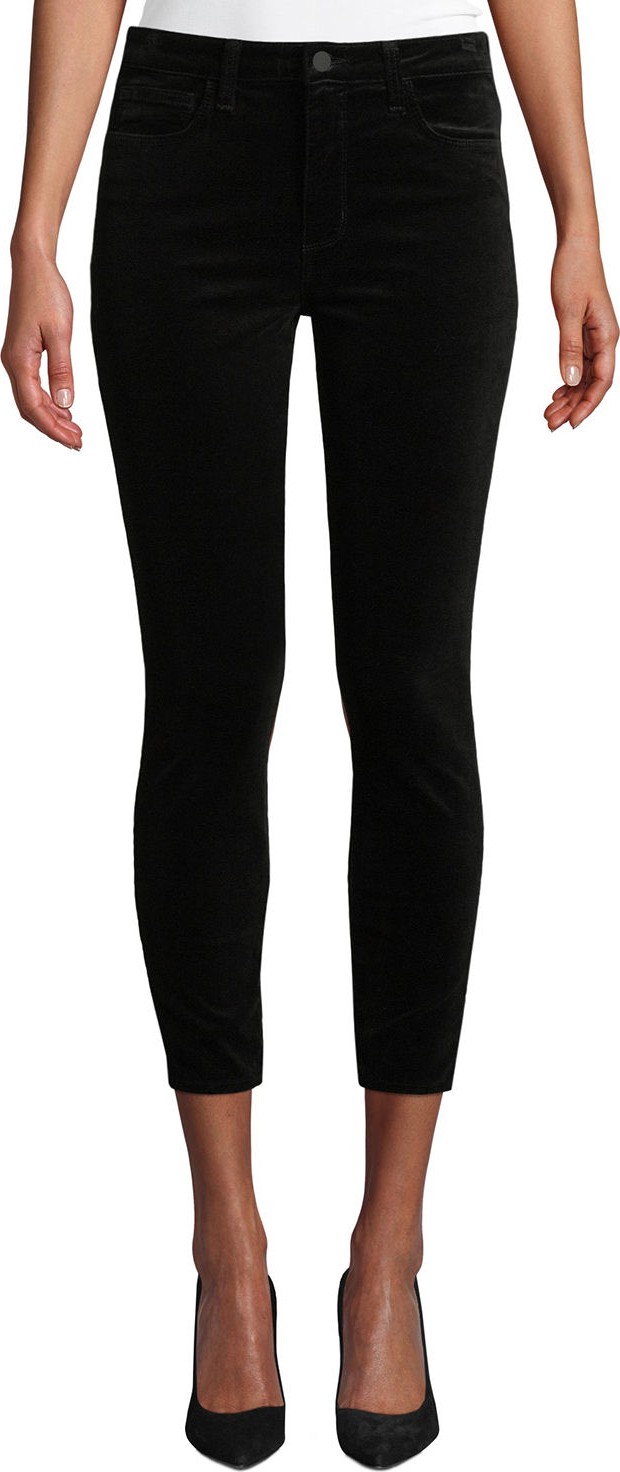 L'AGENCE Margot Velvet High-Rise Skinny Ankle Jeans