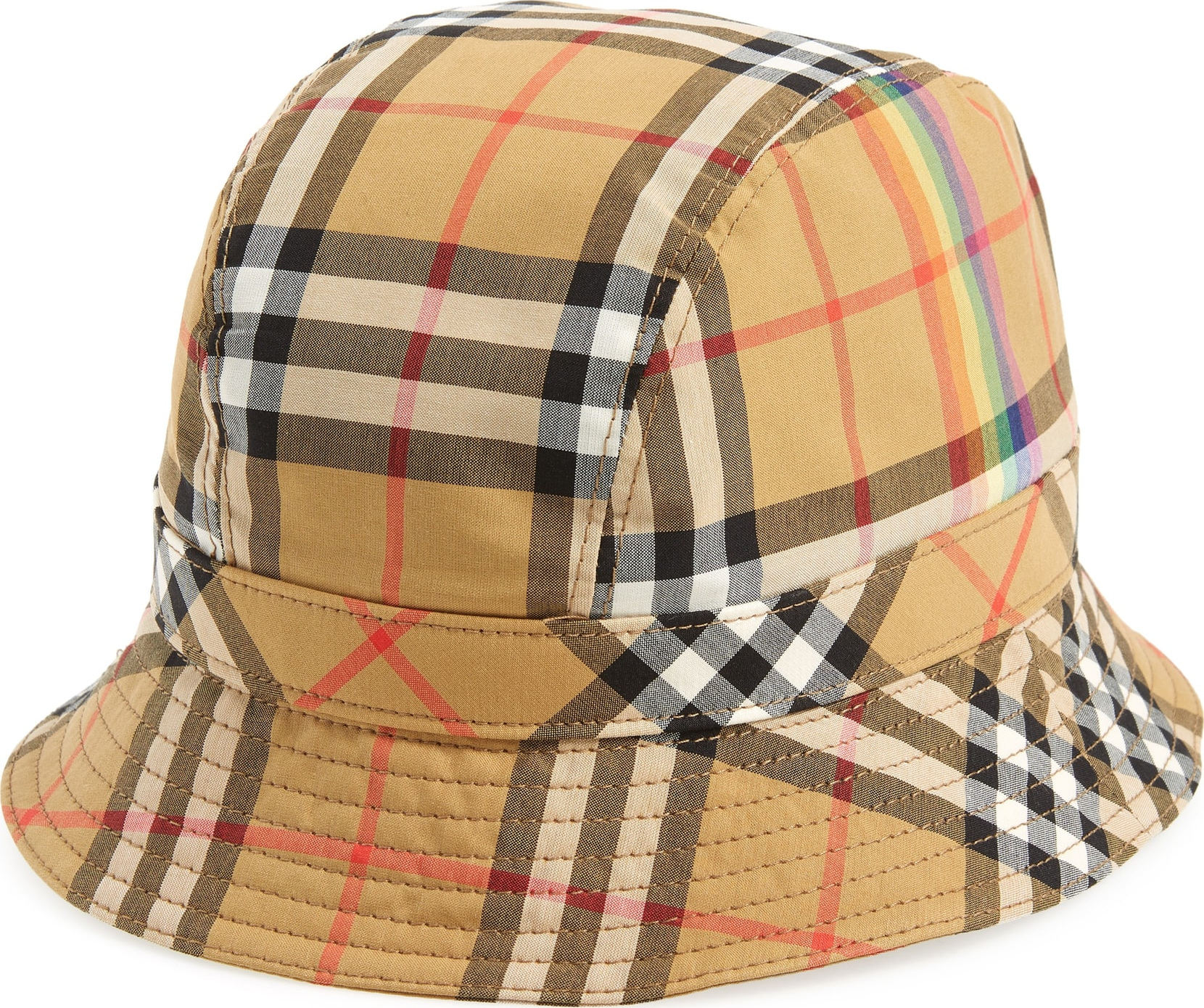 Burberry London England Rainbow Stripe Vintage Check Bucket Hat