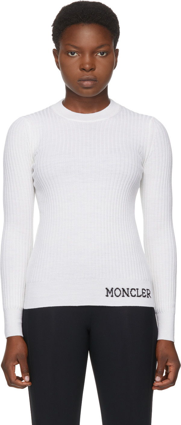 Moncler - White Pleated Logo Crewneck