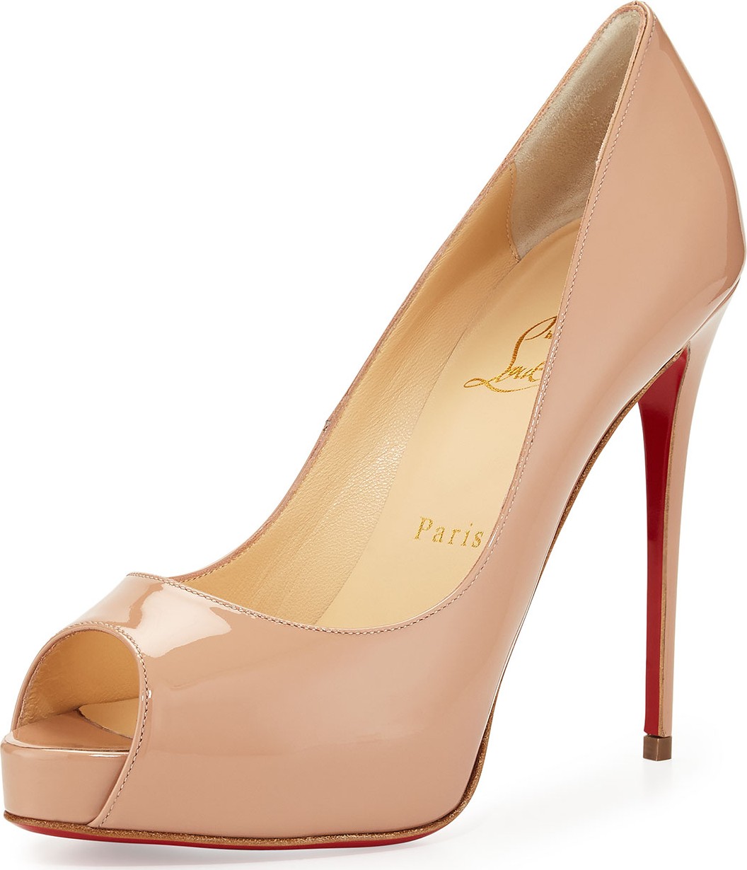 Christian Louboutin New Very Prive Patent Red Sole Pumps, Nude