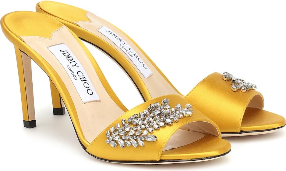 Jimmy Choo Stacey 85 embellished satin sandals