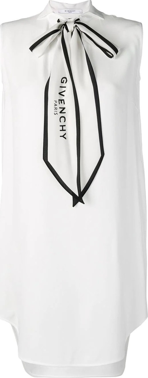 Givenchy White logo bow tie dress